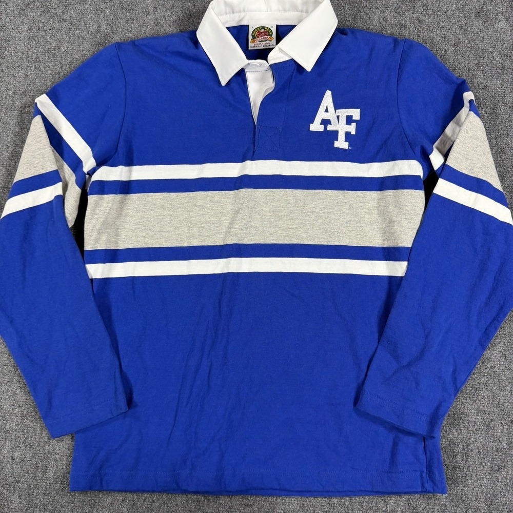 Barbarian Rugby Shirt Womens Large Blue Air Force Falcons Logo Long Sleeve Polo